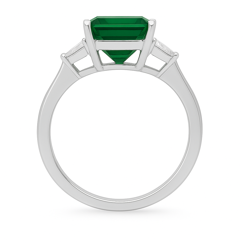 ER055995 - Ring 18KW/3.2G 1EMER-1.52CT 2TRAP-0.39CT