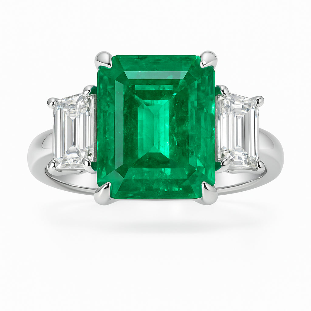 ER056398 - Ring 18KW/4.7G 1EMER-3.48CT 2EC-0.77CT