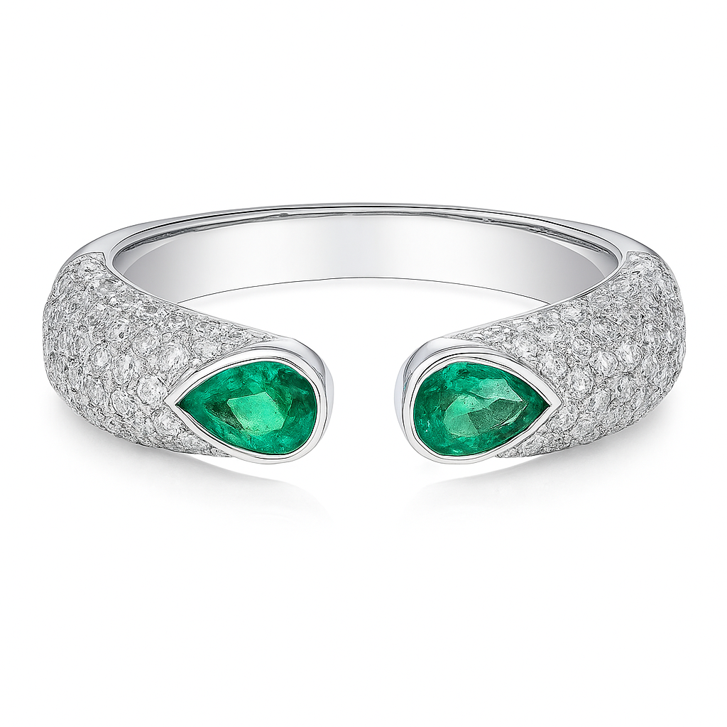 18K White Gold Green Emerald Ring, 1.02ct