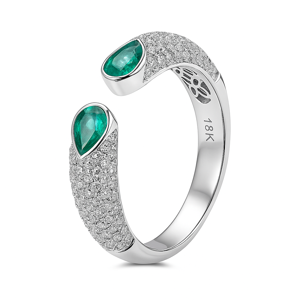 18K White Gold Green Emerald Ring, 1.02ct