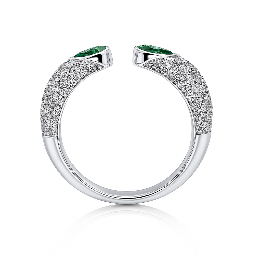 18K White Gold Green Emerald Ring, 1.02ct