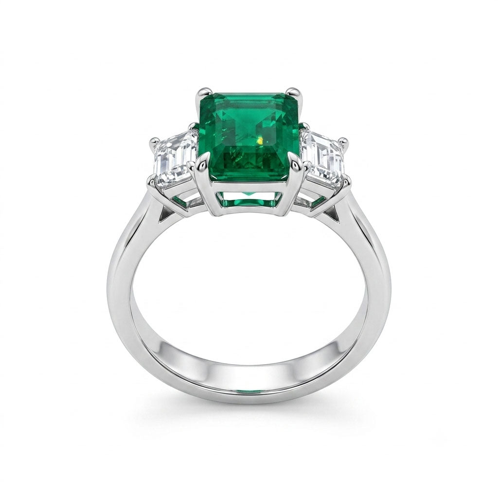 Handmade Platinum Green Emerald Ring, 2.06ct