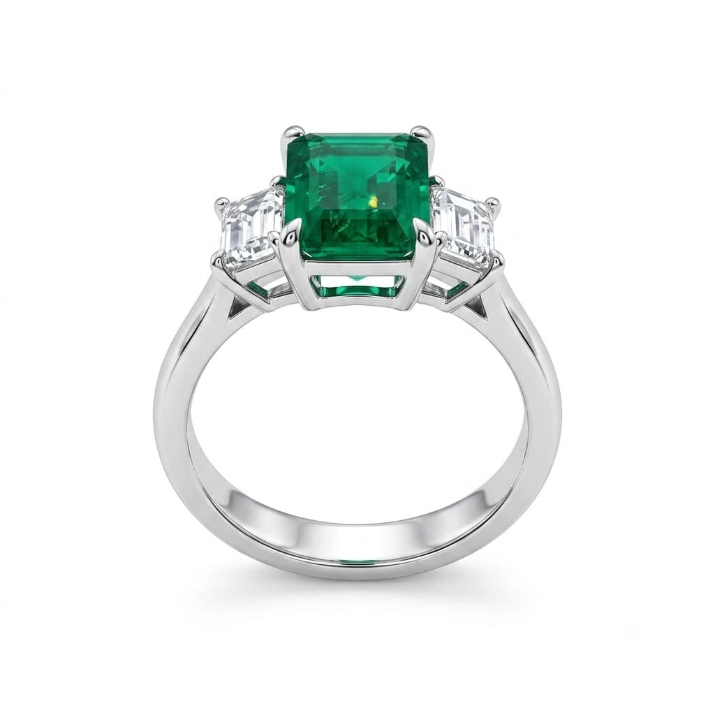 Handmade Platinum Green Emerald Ring, 2.06ct