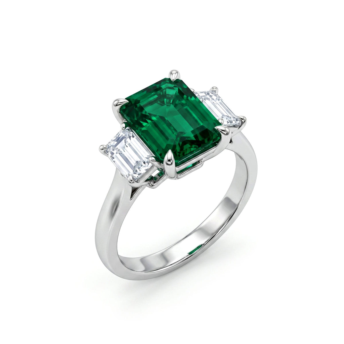 Handmade Platinum Green Emerald Ring, 2.06ct