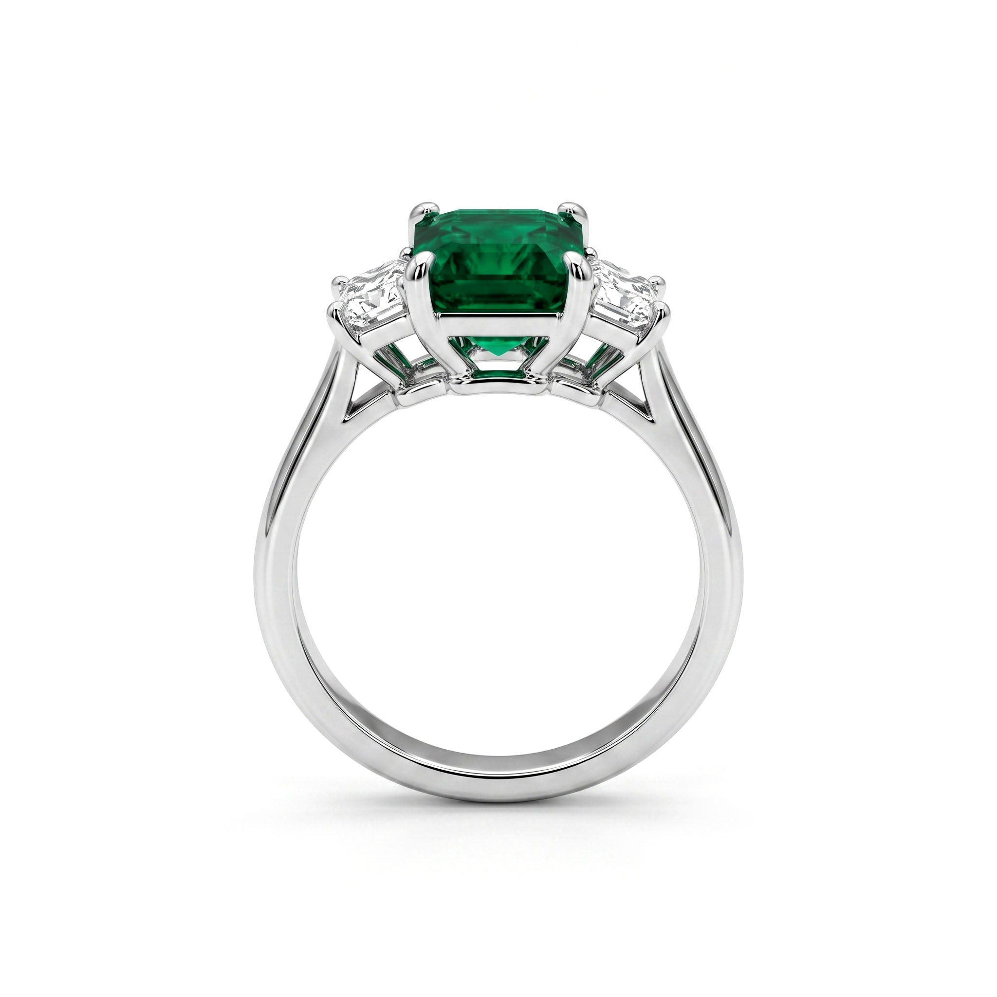 Handmade Platinum Green Emerald Ring, 2.06ct
