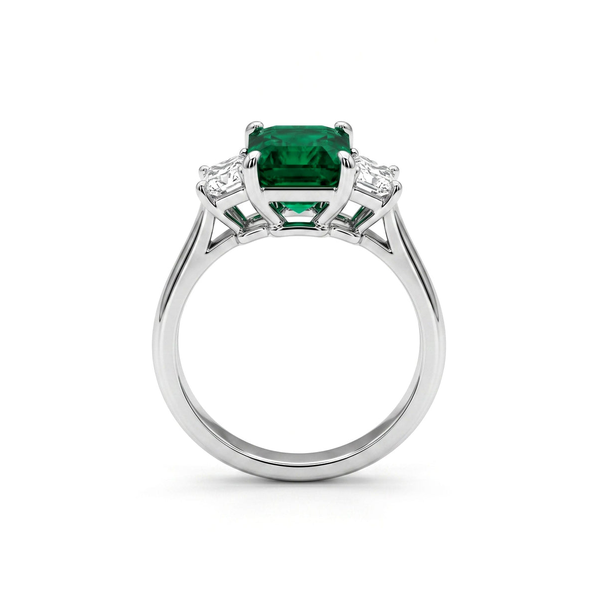 Handmade Platinum Green Emerald Ring, 2.06ct