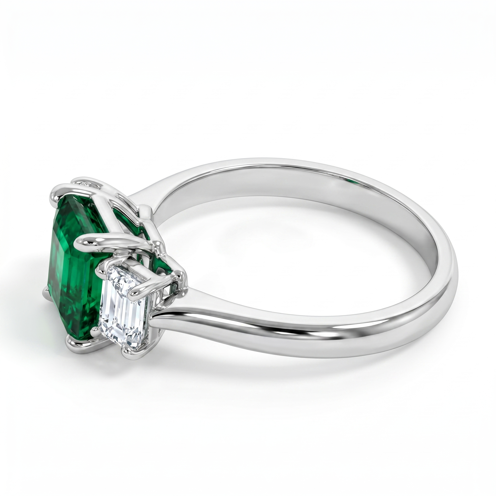ER057070 - Ring 18KW 1EMER-1.46CT 2EC-0.57CT