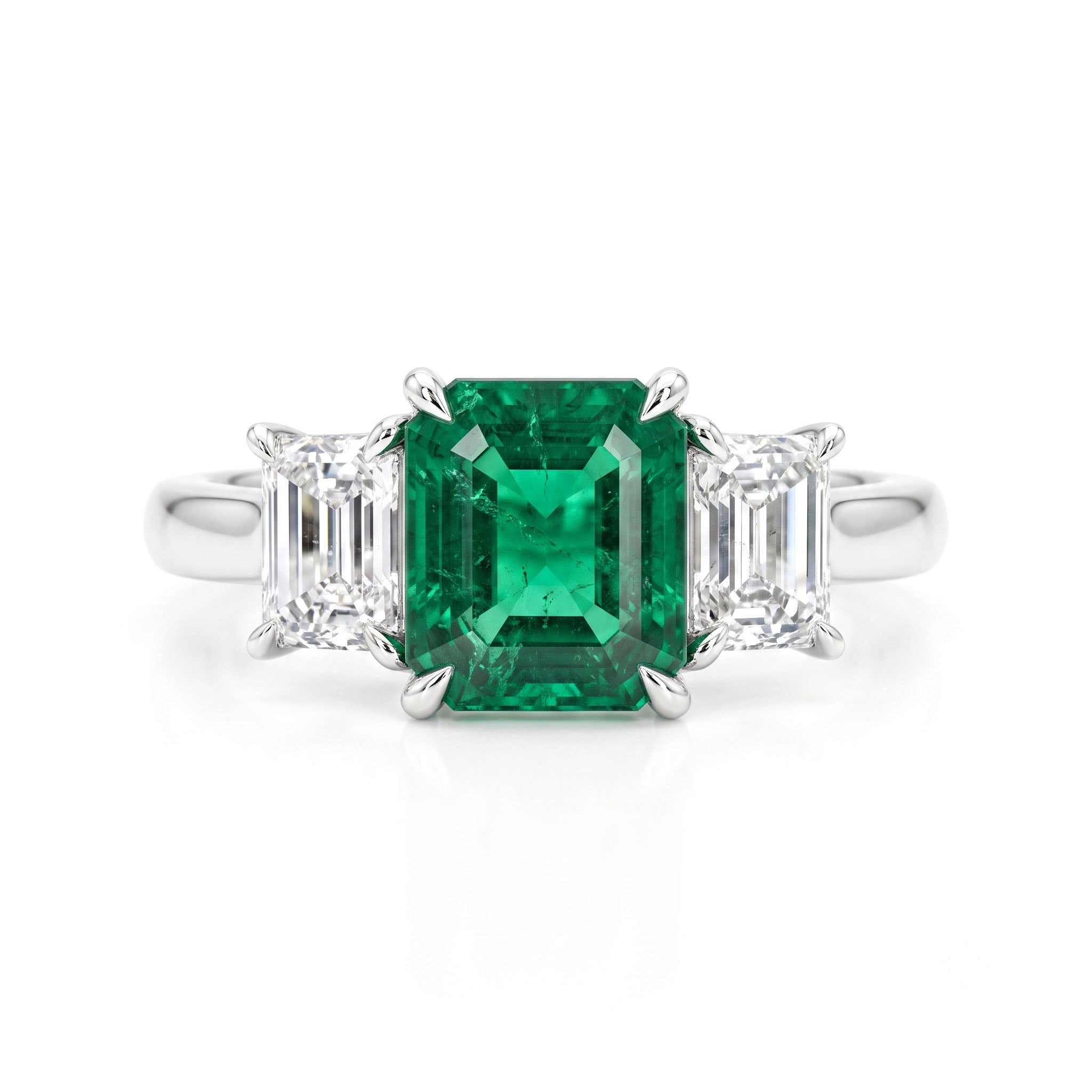 ER057074 - Ring 18KW/3.9G 1EMER-1.10CT 2EC-0.61CT