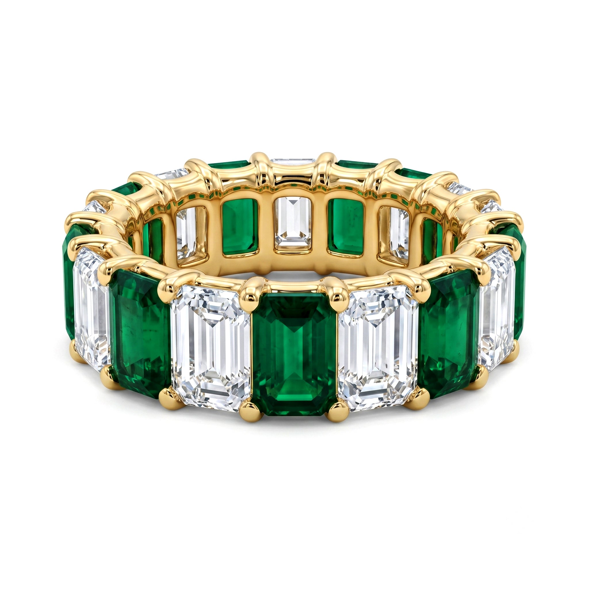 ER057094 - Ring 18KY/8.4G 9ED-5.56CT 9EMER-3.93CT