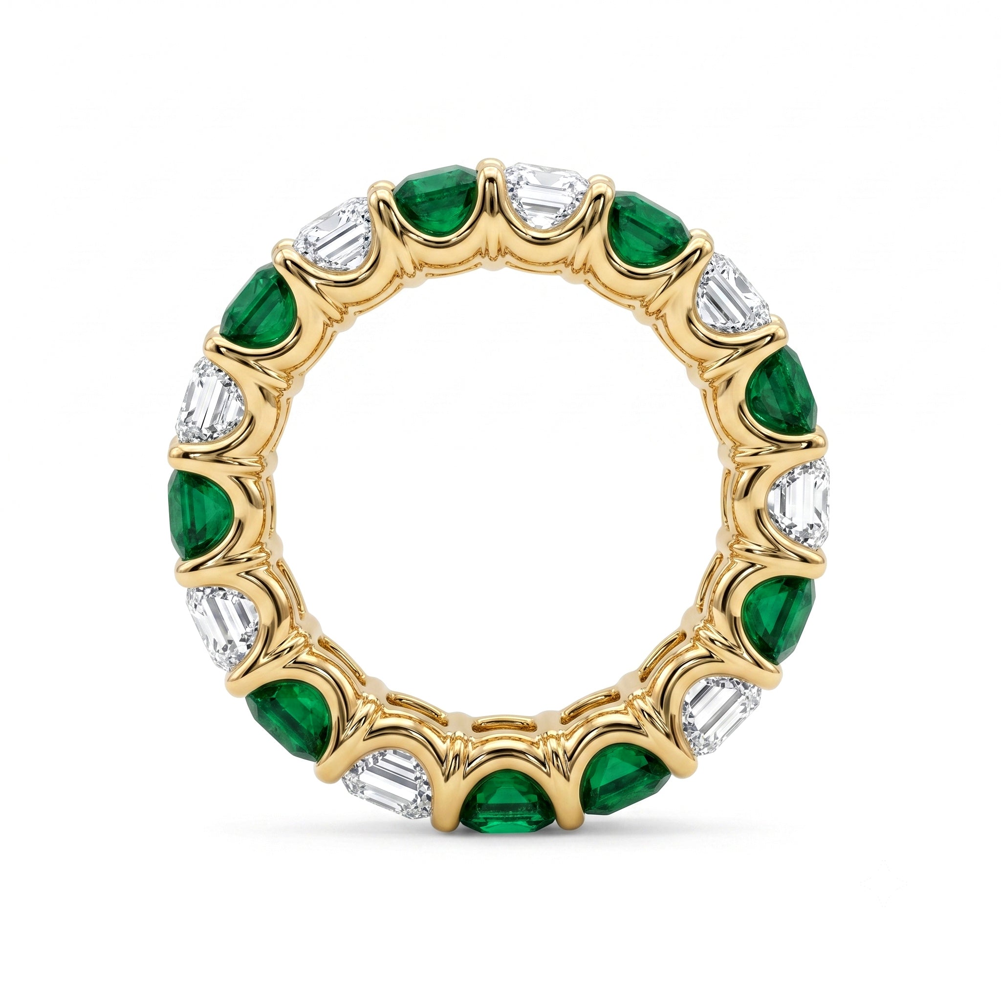 ER057094 - Ring 18KY/8.4G 9ED-5.56CT 9EMER-3.93CT