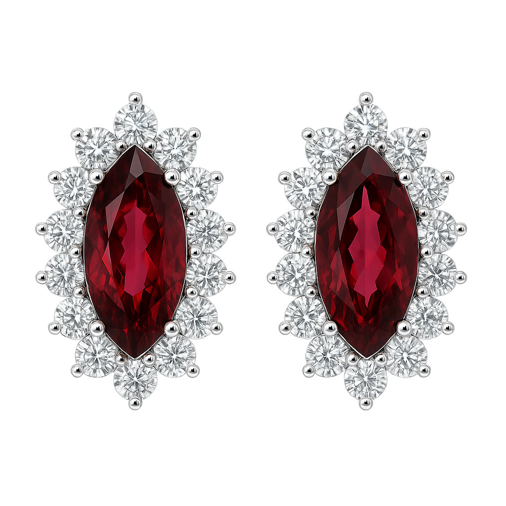 RE054981 - Earrings 18KW/3.1G 2RUBY-0.92CT 24RD-0.77CT