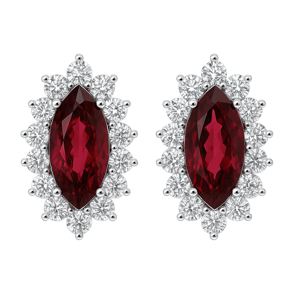 Handmade 18K White Gold Ruby Stud Earrings, 0.92ct