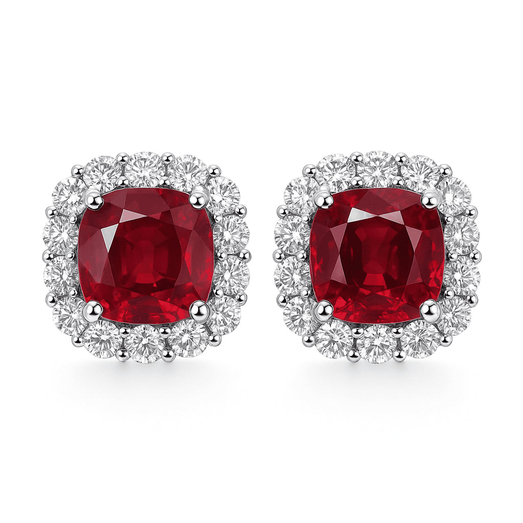 Handmade 18K White Gold Ruby Earrings, 1.59ct