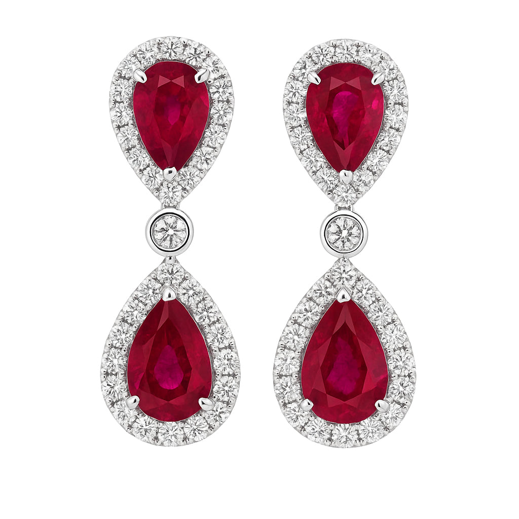 RE055415 - Earrings 18KW/5.1G 4RUBY-2.97CT 62RD-0.85CT