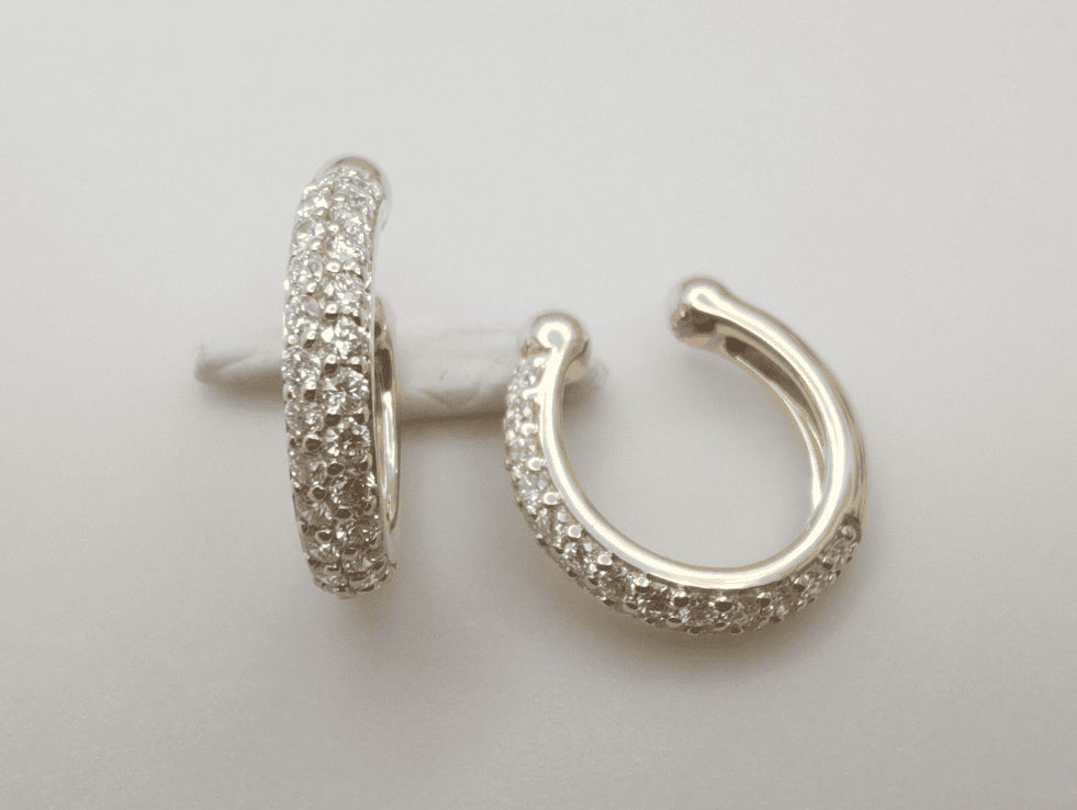 14K Yellow Gold Diamond Cuff Earrings (One Piece), 0.23ct