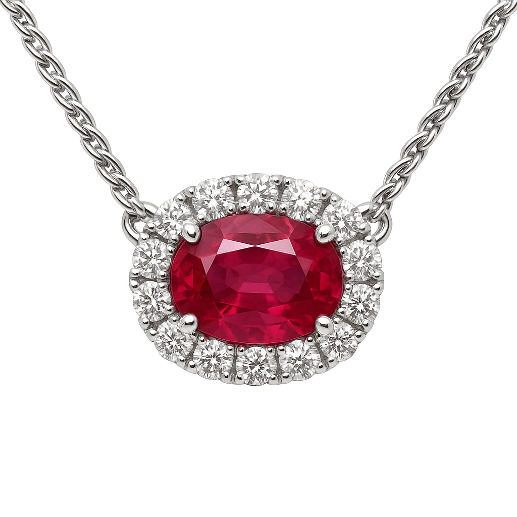 RP055106 - Pendant 18KW/0.9G 1RUBY-1.06CT 16RD-0.17CT