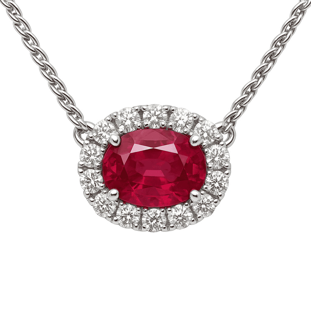 Handmade 18K White Gold Ruby Pendant, 1.06ct