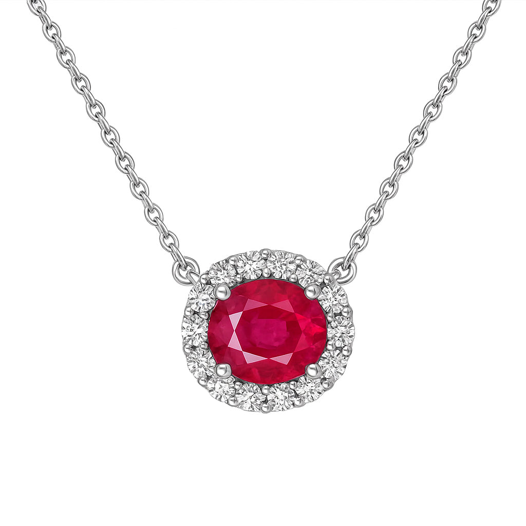 RP055107 - Pendant 18KW/0.9G 1RUBY-0.88CT 16RD-0.19CT