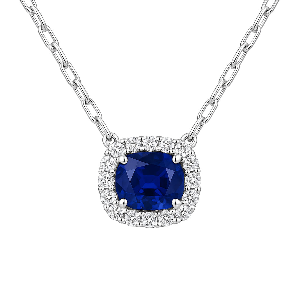 ASP156274 - Necklace 14KW/7.0G 1SAPP-1.88CT 14RD-0.45CT