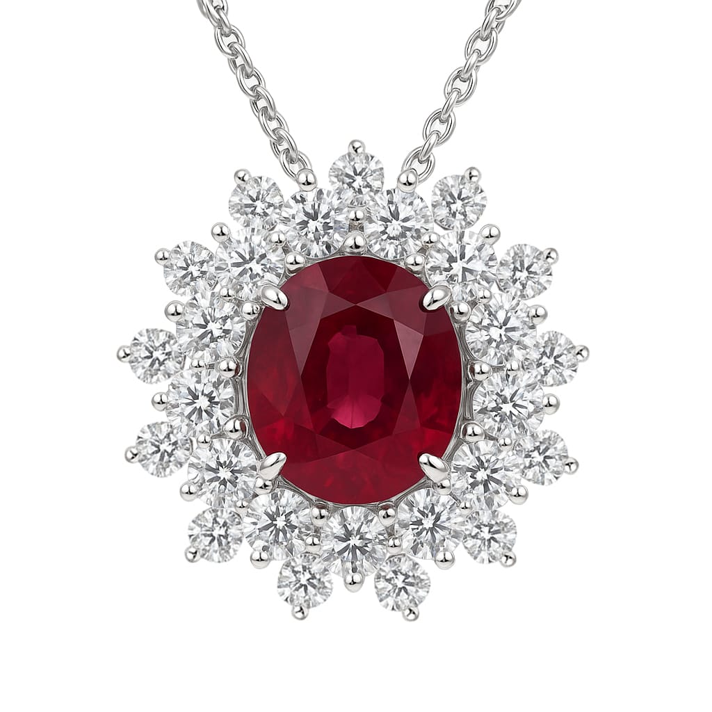 Handmade 18K White Gold Ruby Pendant, 2.59ct