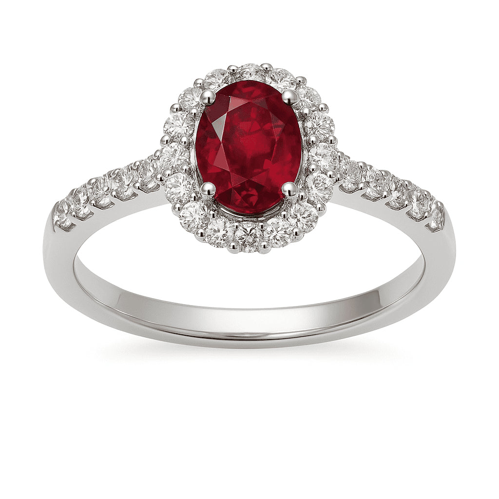 Handmade 18K White Gold Ruby Ring, 1.01ct