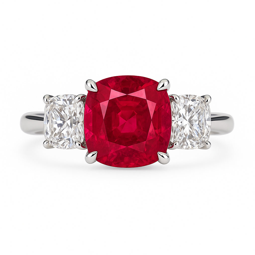 RR054965 - Ring 18KW/3.6G 1RUBY-1.31CT 2RD-0.37CT