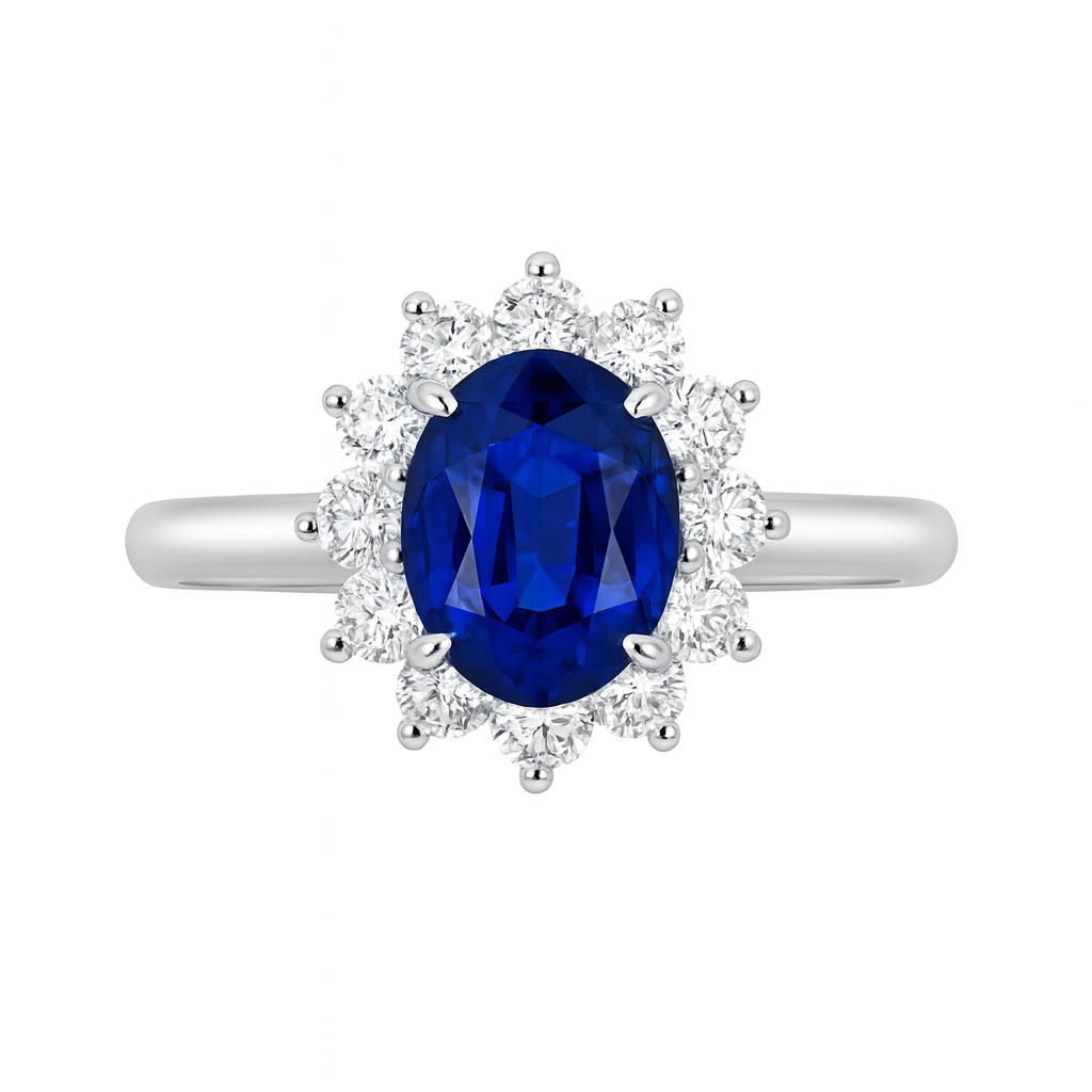 SR056539 - Ring 18KW/4.1G 1SAPP-2.03CT 12RD-0.66CT