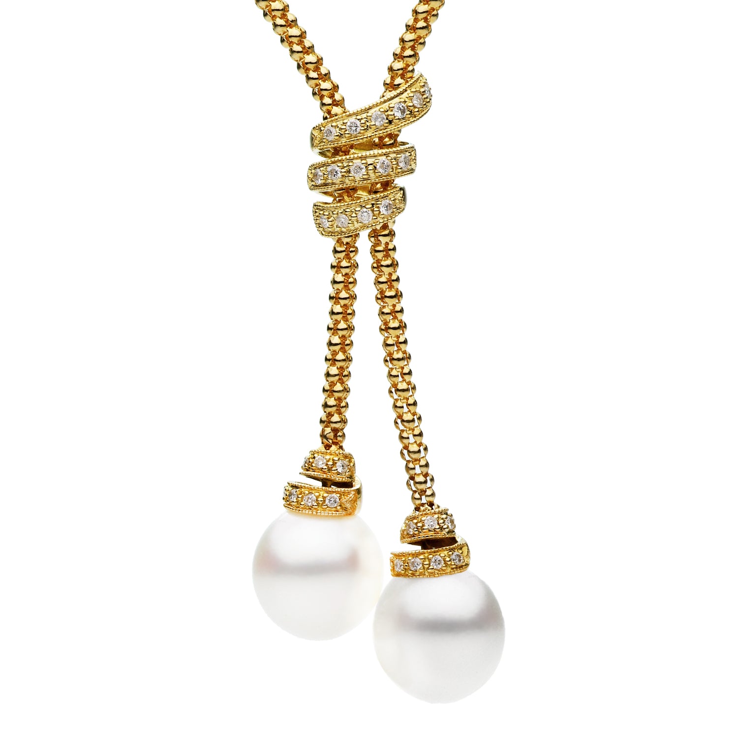 N015008Y-S - 18KY S.Sea Lariet 31D-0.30ct 12-13mm 16'' 11.50grams