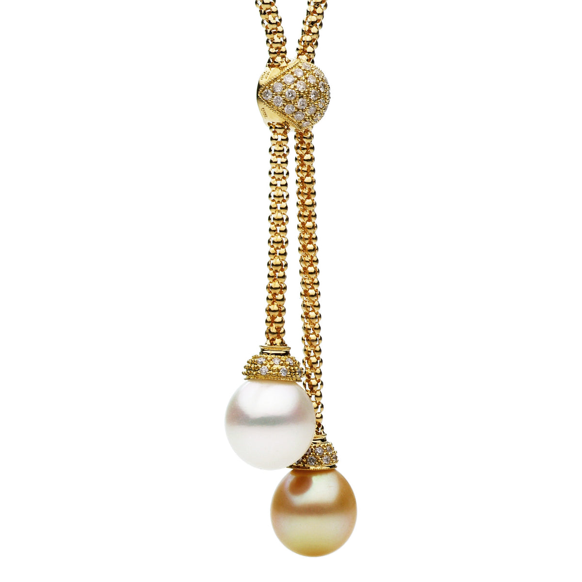 18K White Gold South Sea Pearl Necklace, 11-12mm, 0.42ct