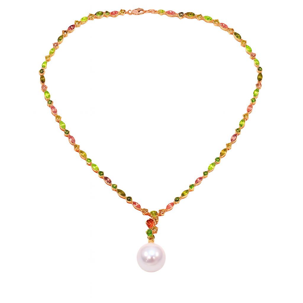 Handmade 18K Rose Gold Freshwater Pearl Necklace, 15-16mm, 14.71ct