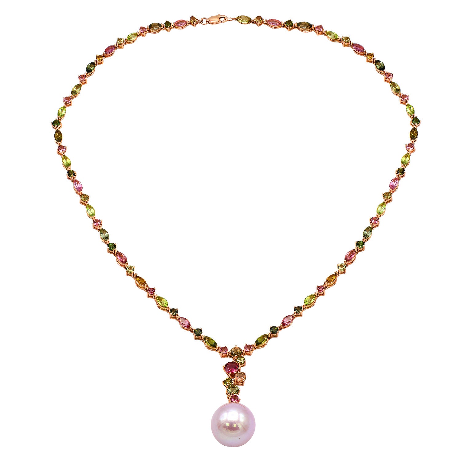N015213-2 - 18KR-15.91G PFW Necklace Tour-14.70ct 3D-0.015ct 15-16mm