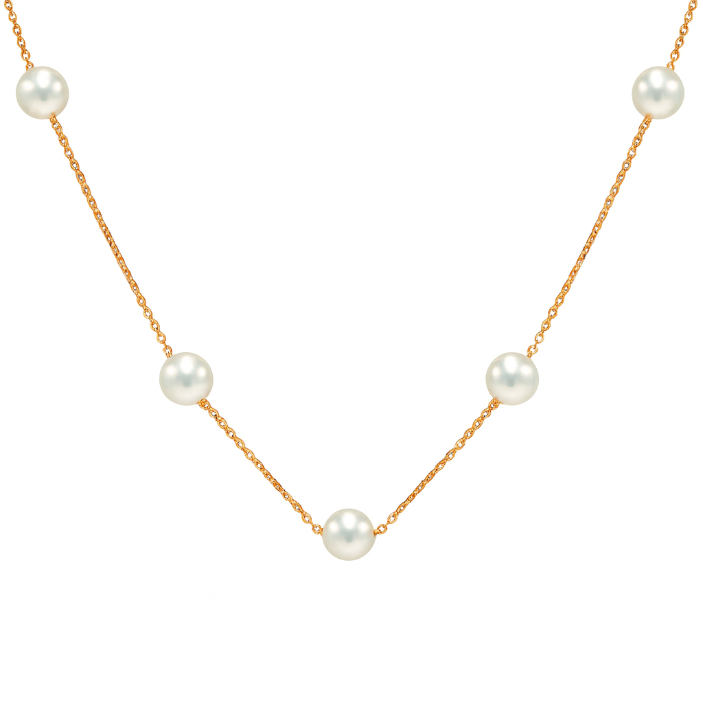 14K Rose Gold Akoya Pearl Necklace, 6-6.50mm