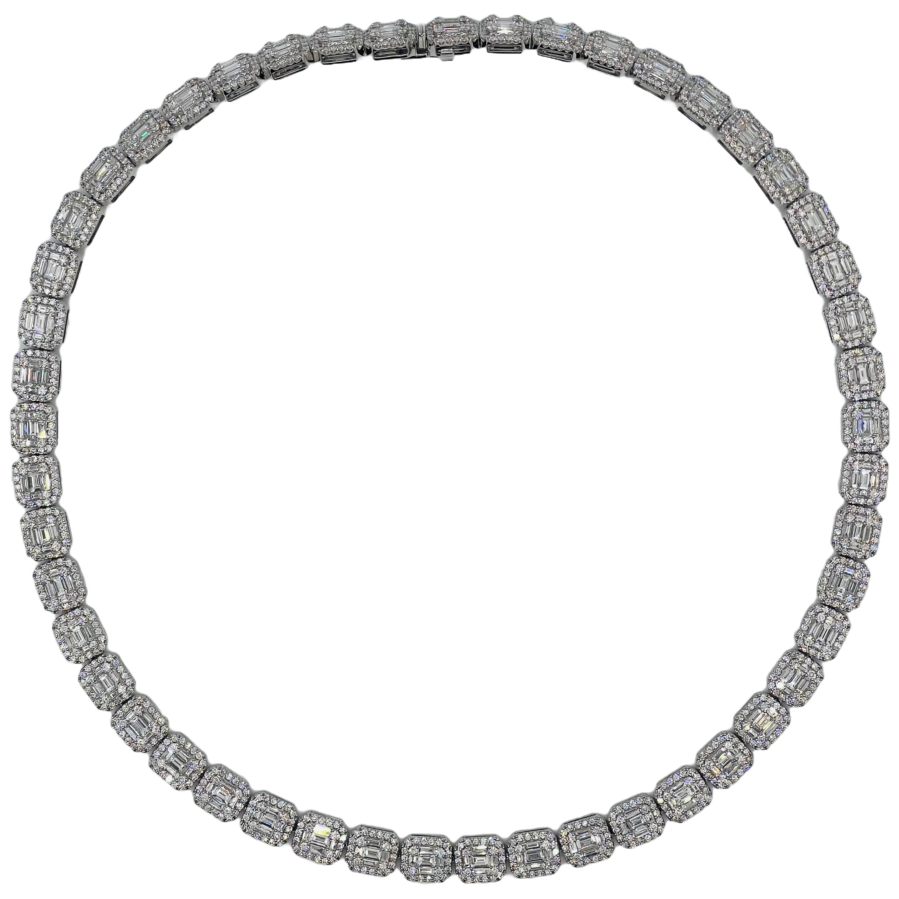 Necklace 18KW/64.9G 245BD-10.77CT 196RD-9.76CT