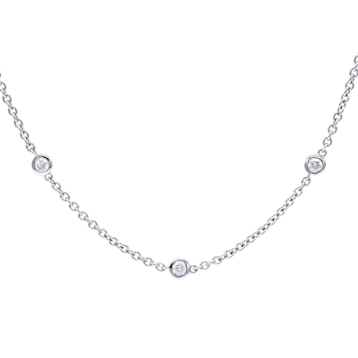 14K White Gold Diamonds Station Bracelet - Small, 0.35ct