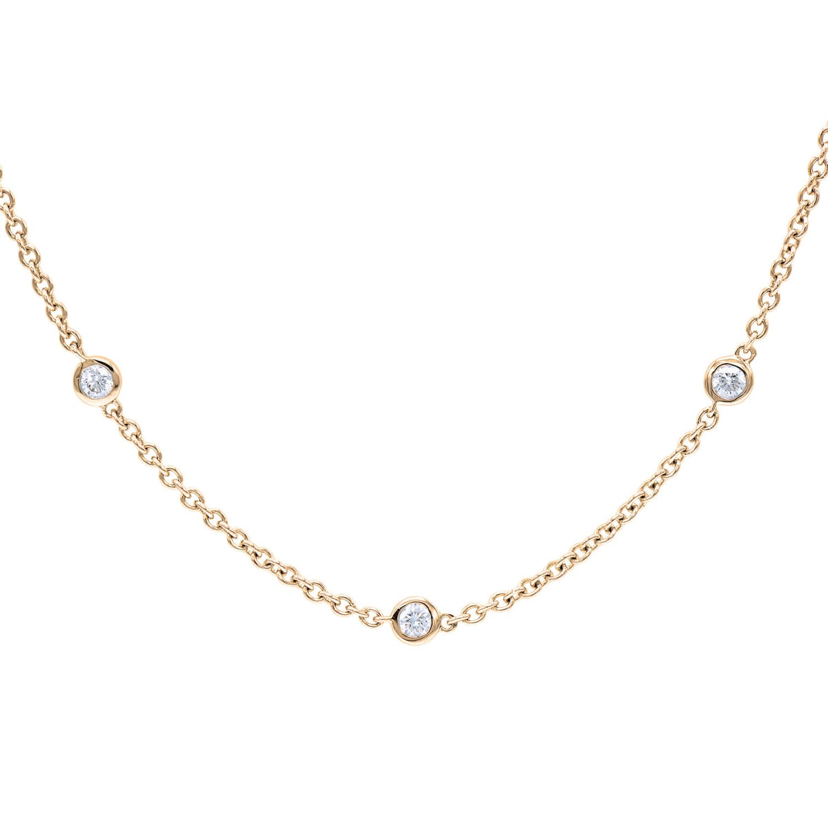 14K Yellow Gold Diamond Station Necklace, 0.71ct