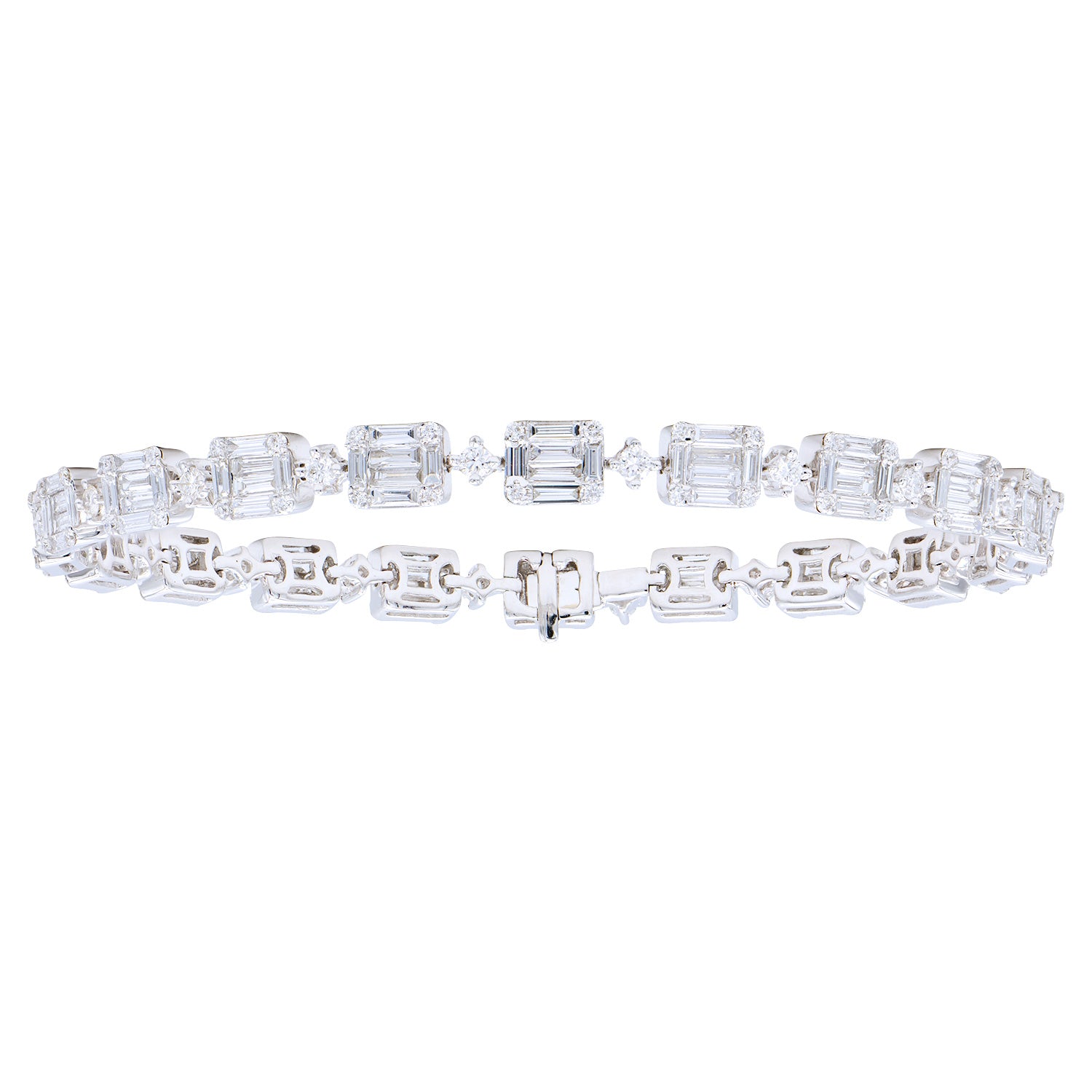 18K White Gold Baguette Illusion Necklace, 19.1ct