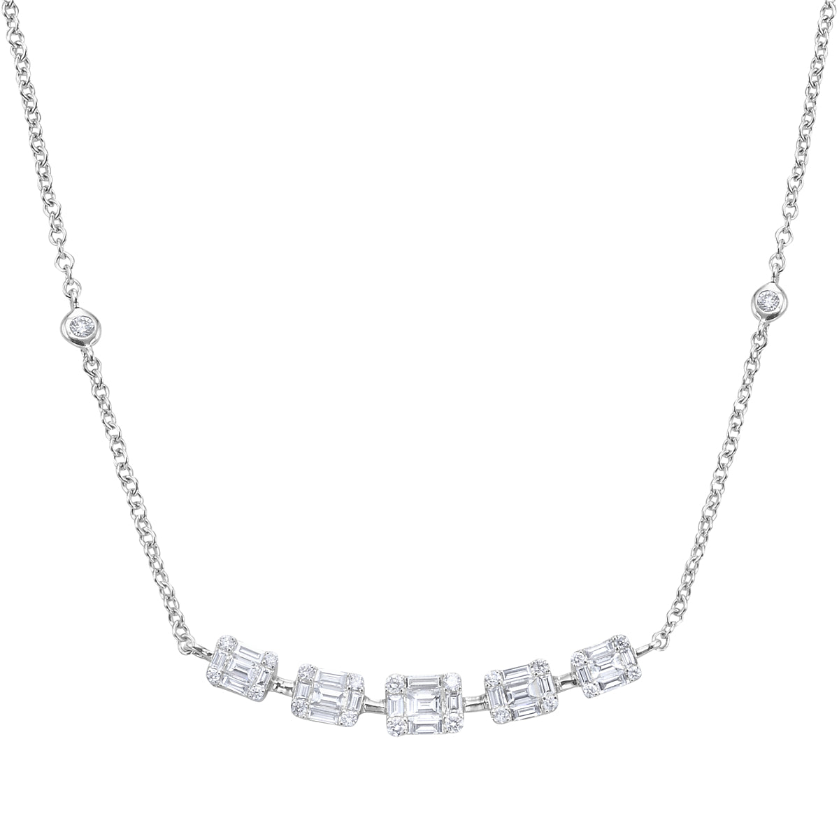 N055734 - Necklace 18KW/4.89G 25BD-0.73CT 26RD-0.32CT