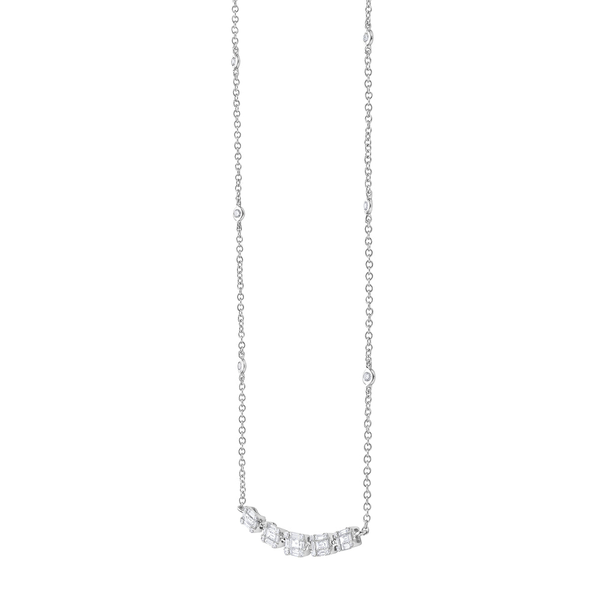 N055734 - Necklace 18KW/4.89G 25BD-0.73CT 26RD-0.32CT