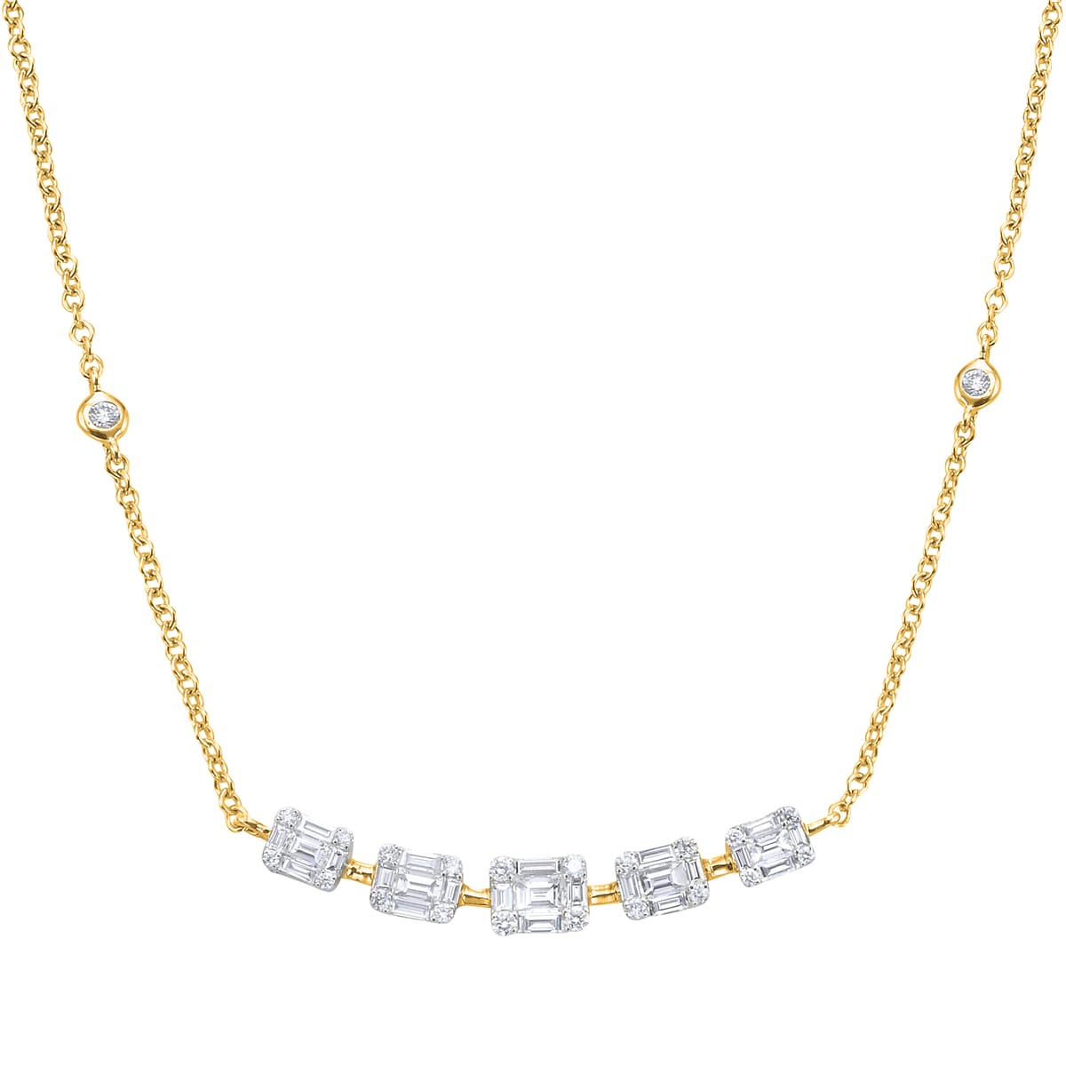 AN155734Y - Necklace 14KY/4.89G 25BD-0.73CT 26RD-0.32CT