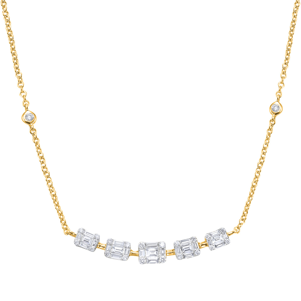 AN155734Y - Necklace 14KY/4.89G 25BD-0.73CT 26RD-0.32CT