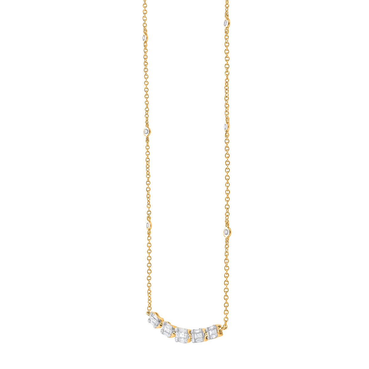 AN155734Y - Necklace 14KY/4.89G 25BD-0.73CT 26RD-0.32CT