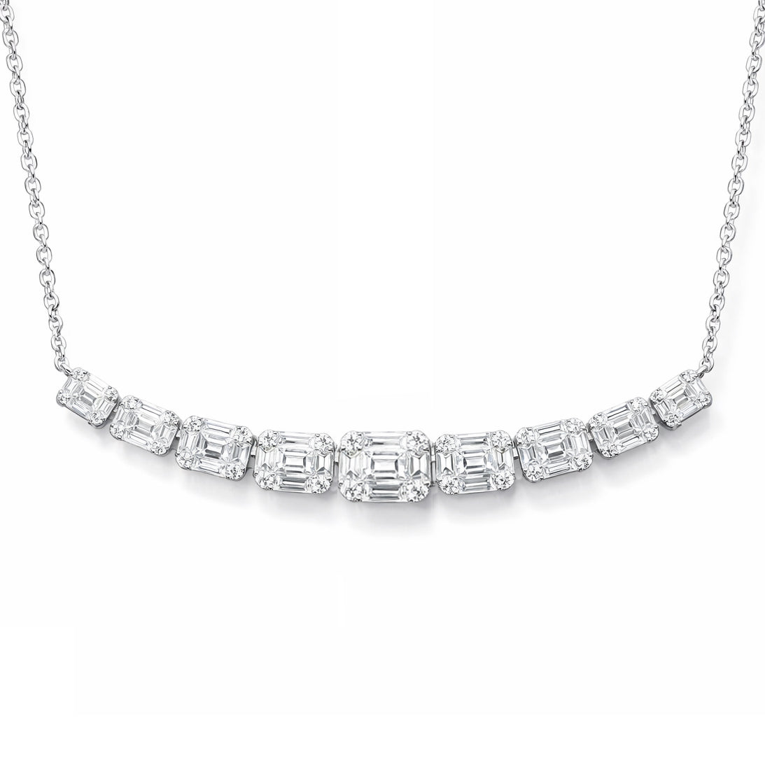 18K White Gold Diamond Necklace, 1.74ct
