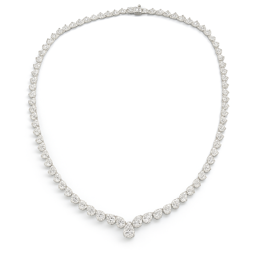 N056711 - Necklace 18KW/26.5G 87PR-27.10CT GIA