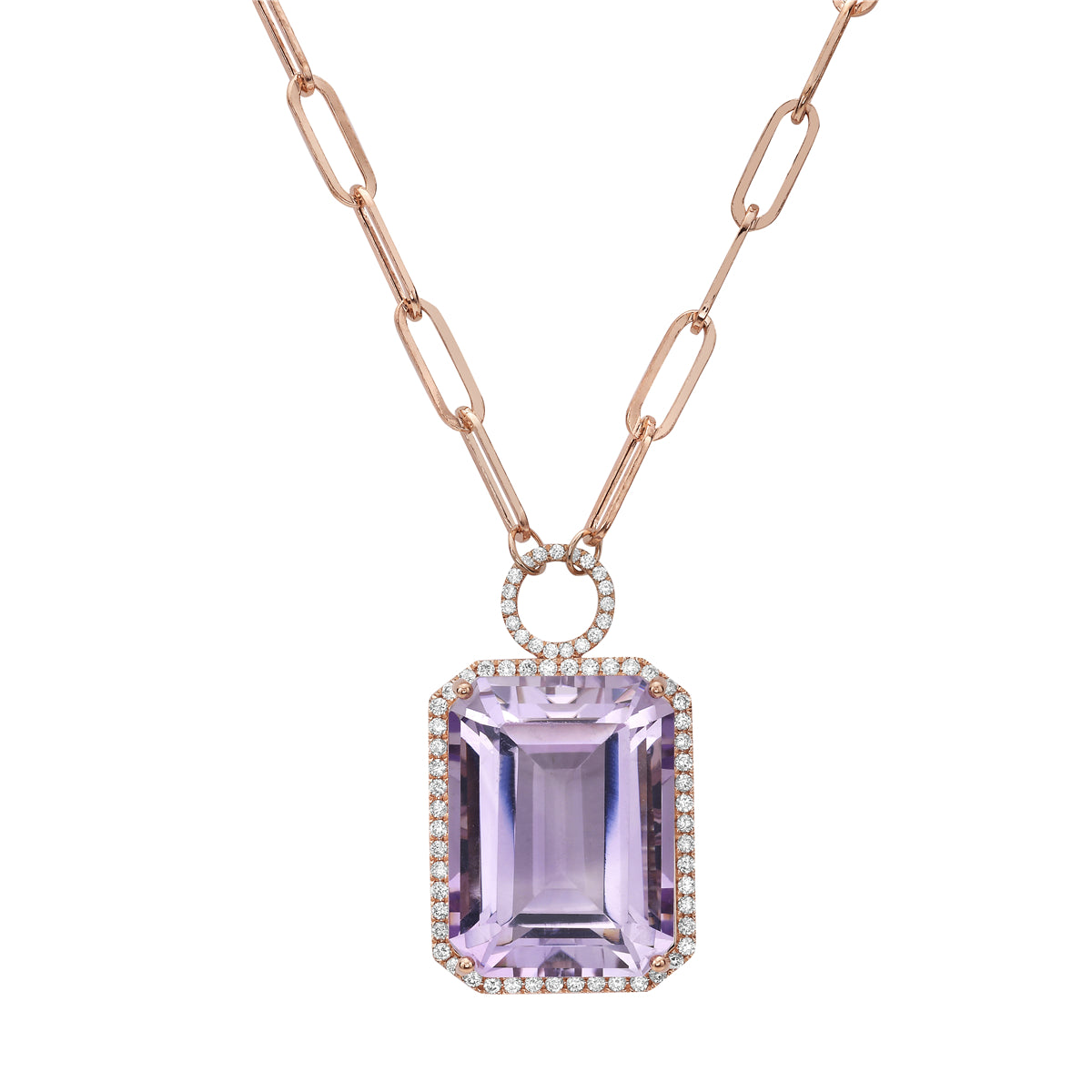 N090009R-RDF - Necklace 14KR/3.1G 1RDF-22.11CT 69RD-0.49CT