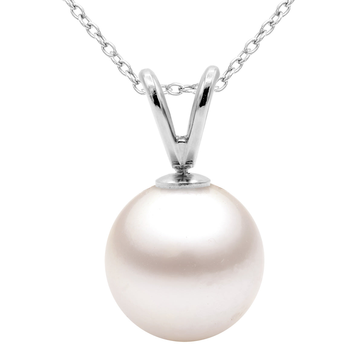 14K White Gold Freshwater Pearl Pendant, 8.50-9mm