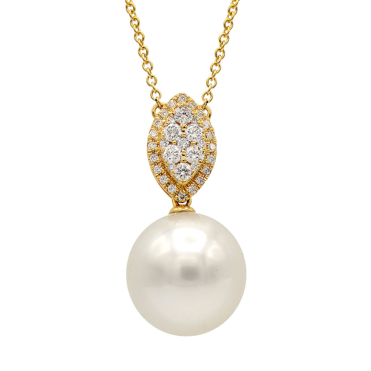 18KY White South Sea Pearl Pendant, 12-13mm