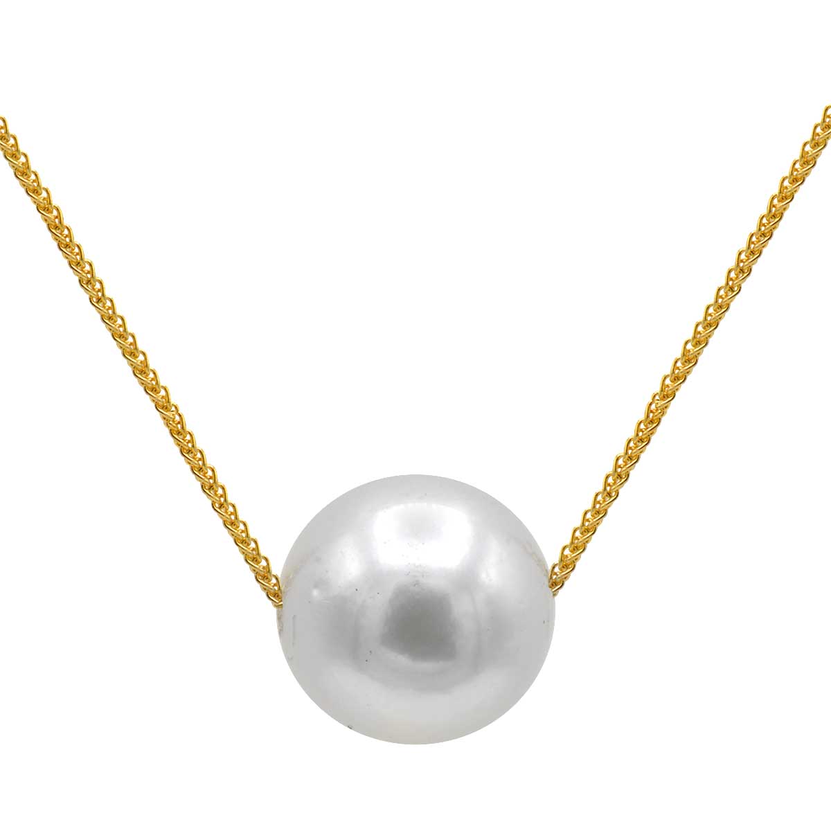 18KY White South Sea Pearl Pendant, 11-12mm