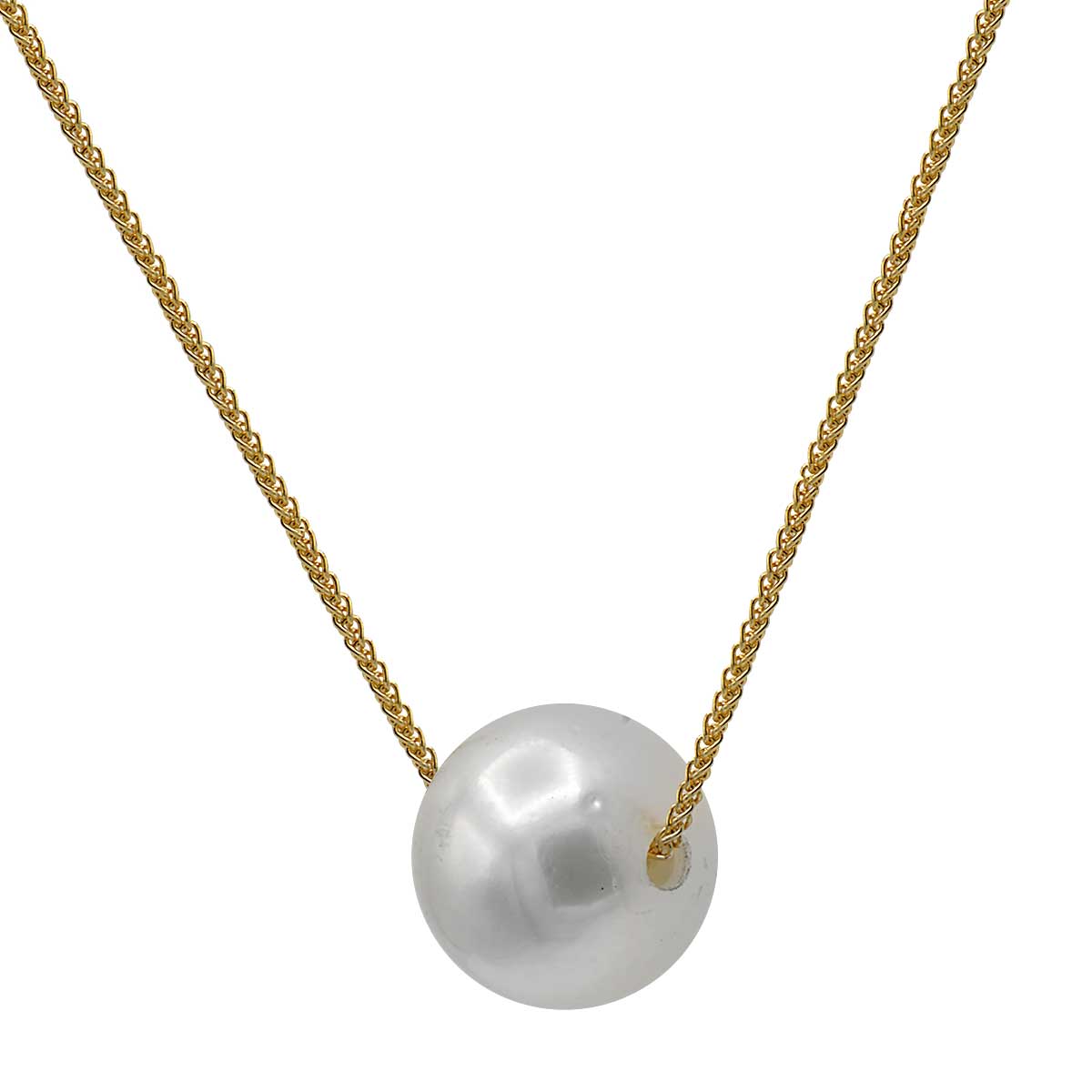 18KY White South Sea Pearl Pendant, 11-12mm