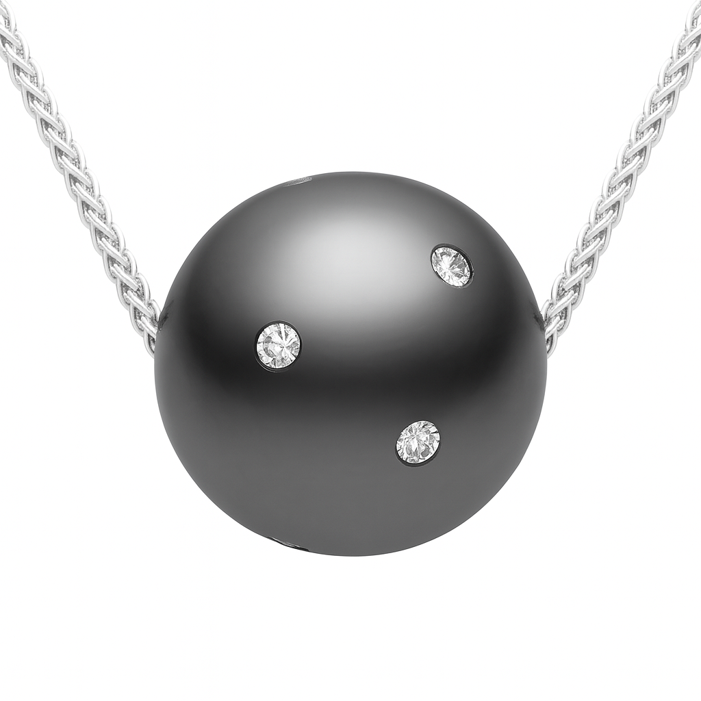 18K White Gold Tahitian Pearl Pendant, 14-15mm, 0.24ct