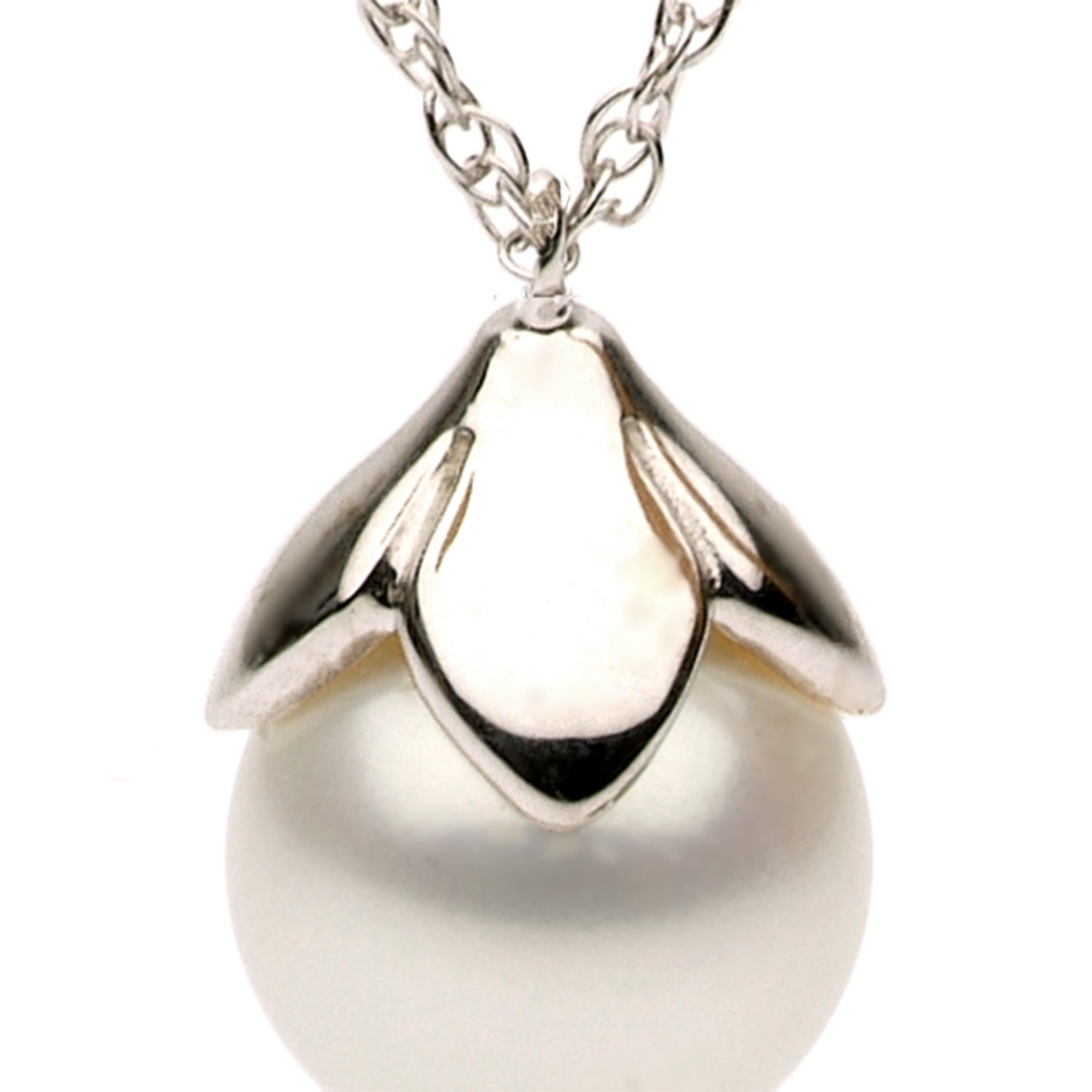 14K White Gold Freshwater Pearl Pendant, 9-10mm